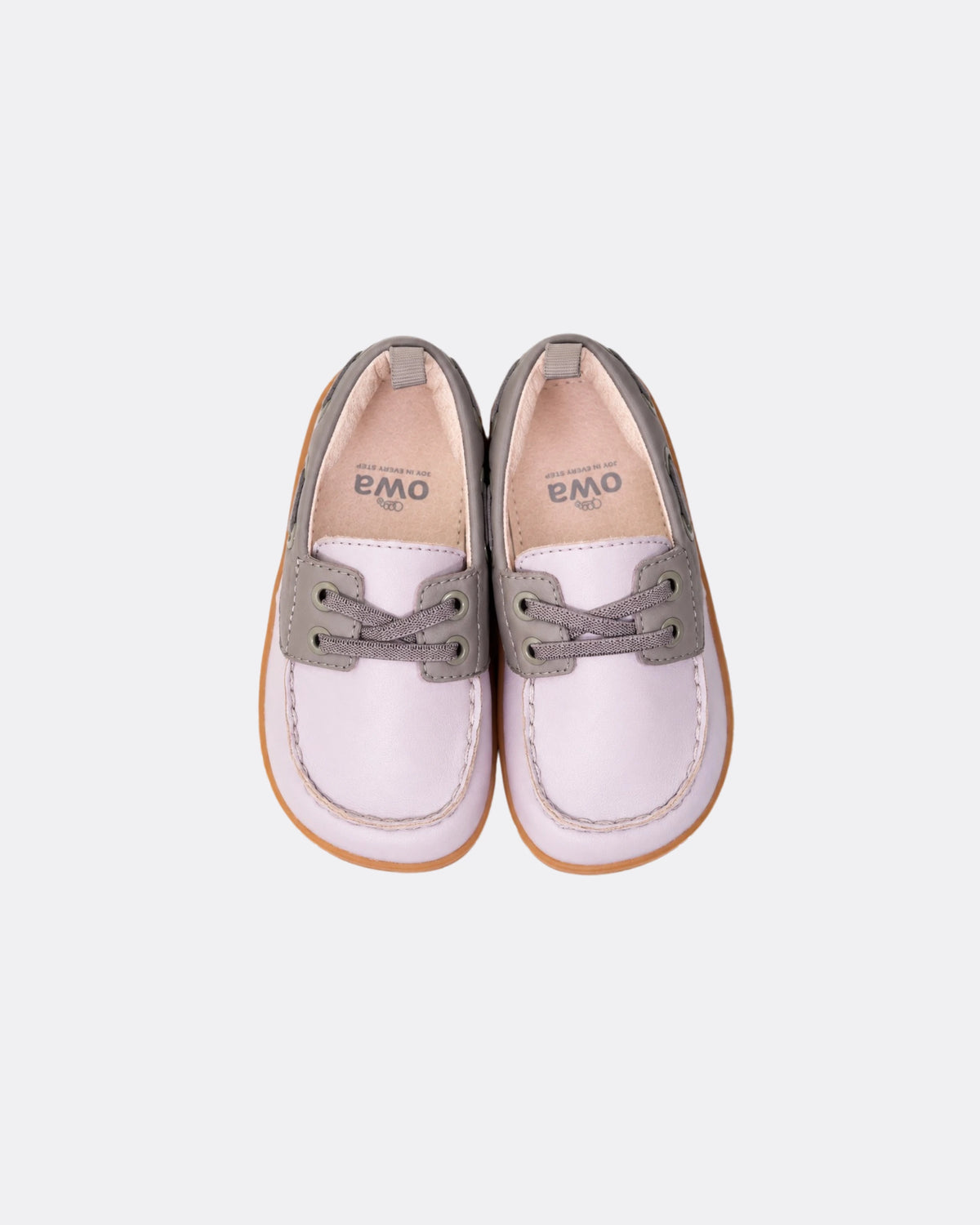 Mocasines infantiles barefoot Owa x Gestapromo vista cenital