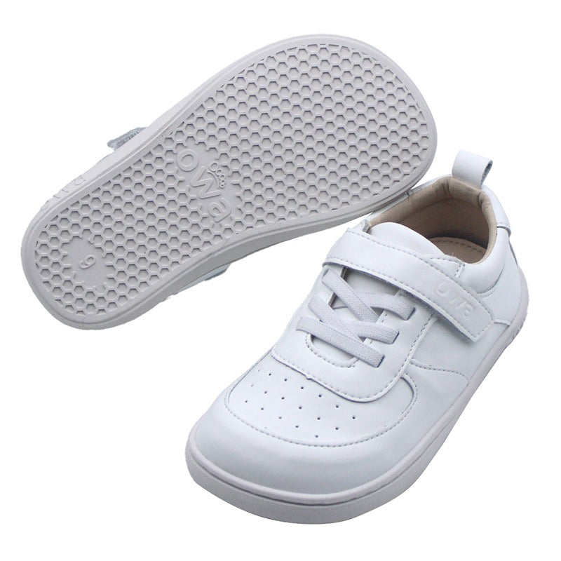 zapatilla blanca chasqui owa respetuosa barefoot para niños infantil